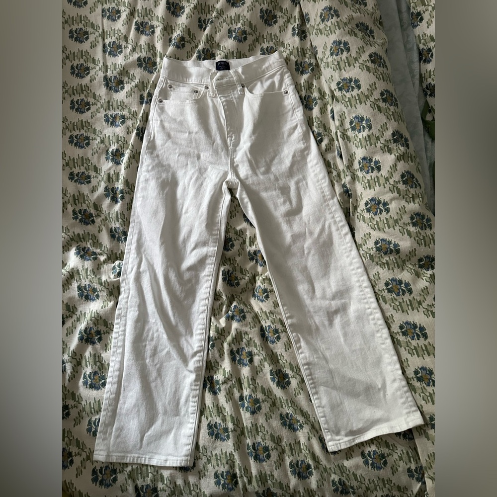 J. Crew High-Rise Slim Wide Leg White Jeans